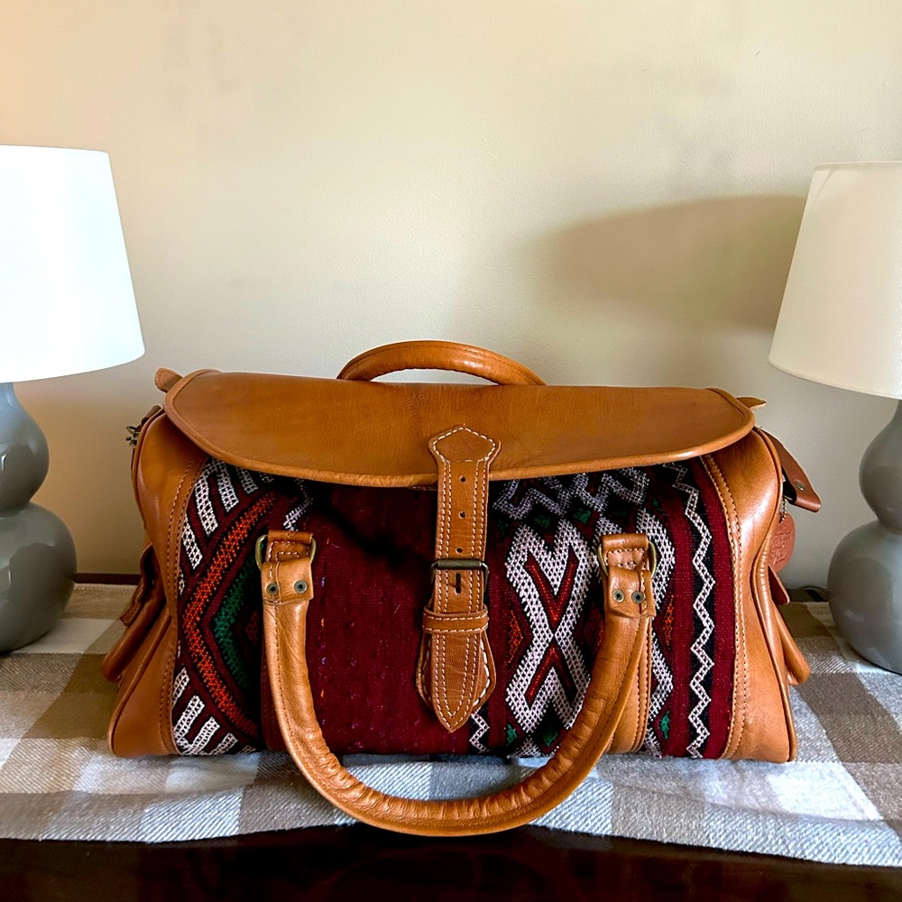 Kilim Travel Bag - leather